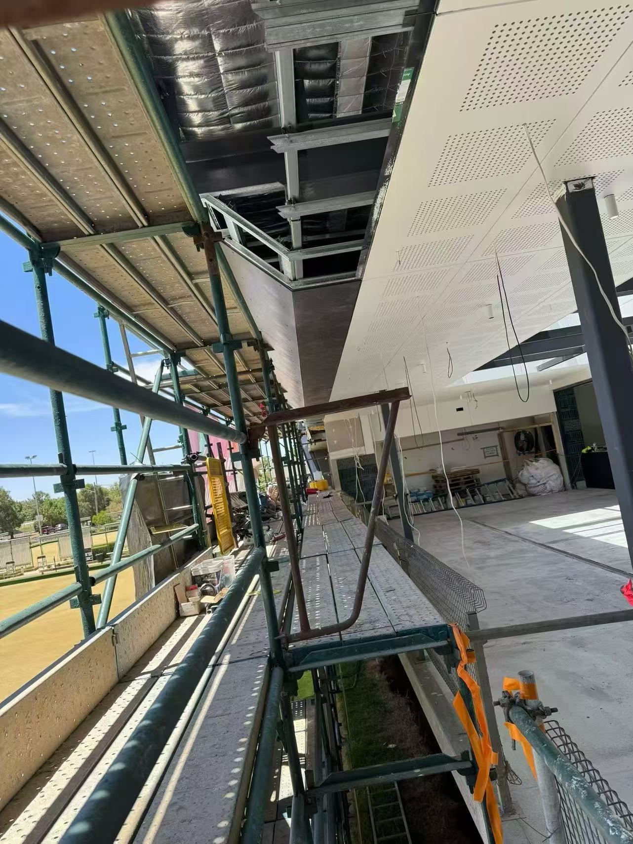 Perforated panel feature soffit